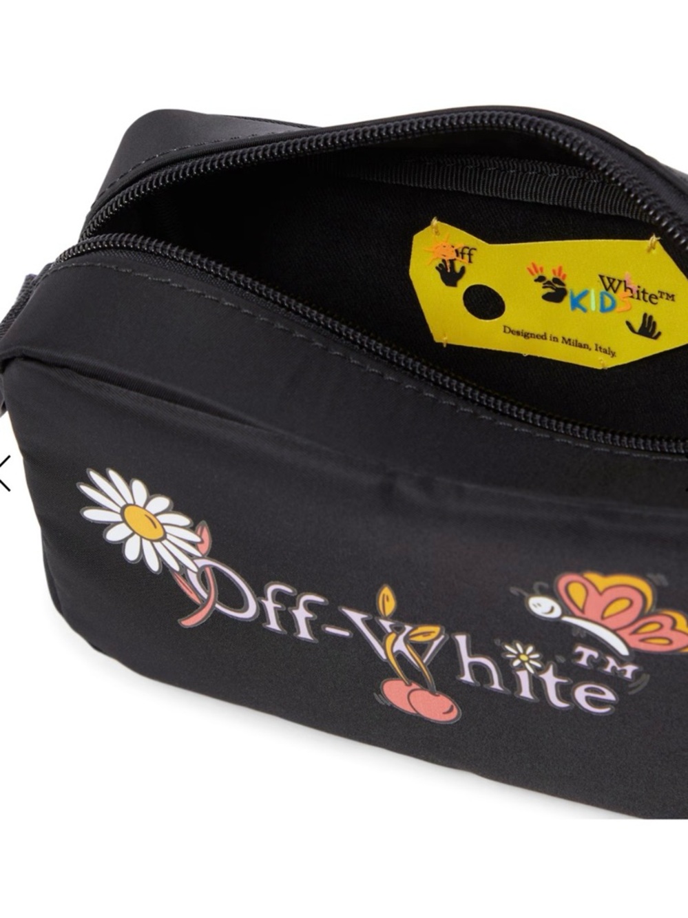 Off-White Black Floral Logo Cosmetic Pouch